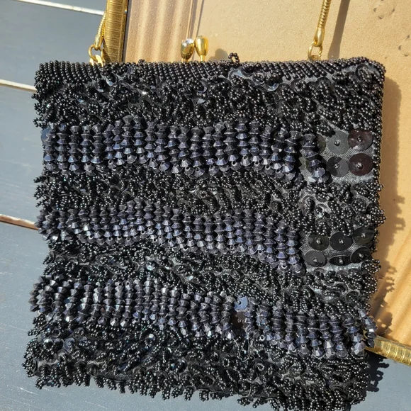 Walborg Richere Black Beaded Purse ~ Vintage ~ 1960s ~ Exquisite! ~ Loose Beads - Picture 6 of 16